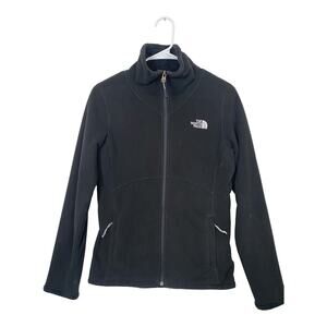The North Face Women Black Suede Outer Fleece Inner Jacket Zip up Warm Size S